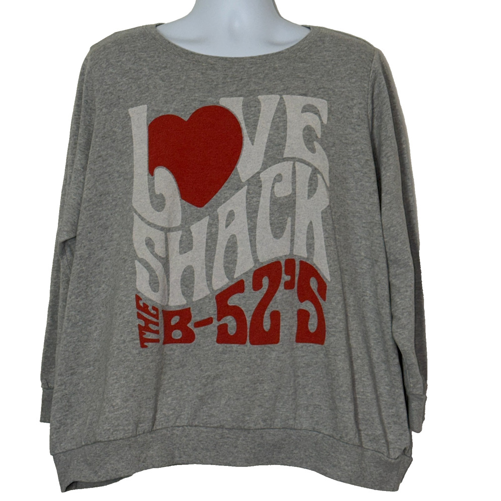 THE B-52s Sweatshirt Womens 3 Gray Crew Neck Fleece Pullover